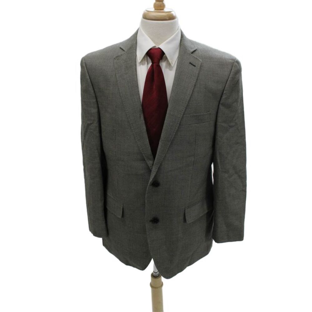 Tallia Mens Silk Check Blazer Gray Buttoned Size 42